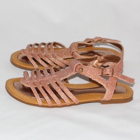 Stuart Weitzman Rose Gold Girl's Glitter Sandals - Picture 2 of 5